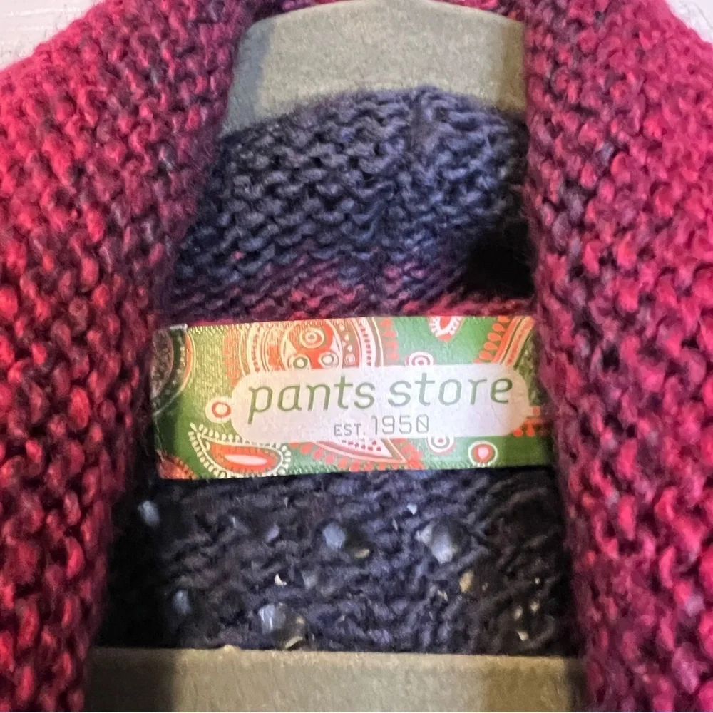 Pants Store Brand Red and Blue Cowl Neck Cropped Sweater